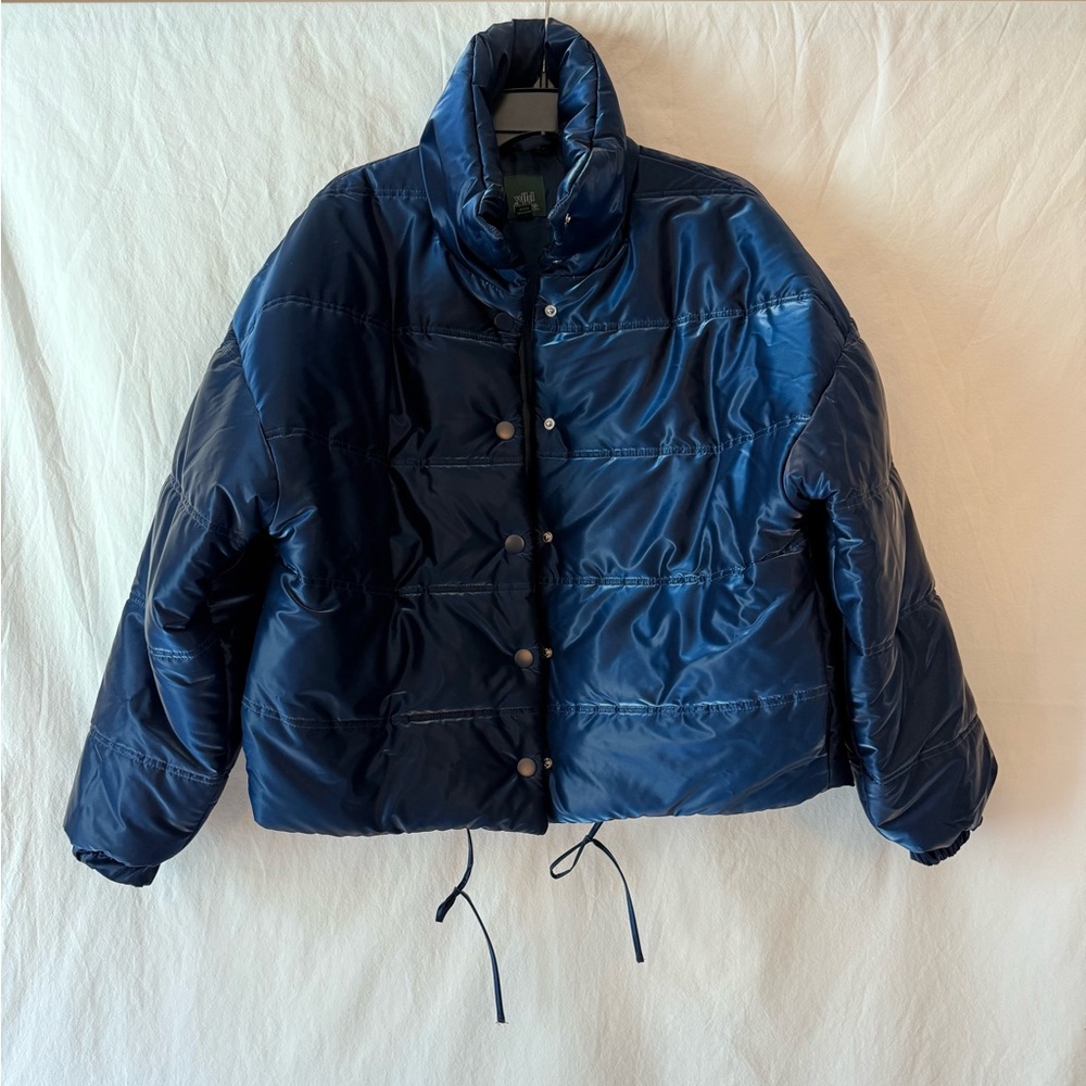 Wild Fable Dark Blue Snap Puffer Jacket